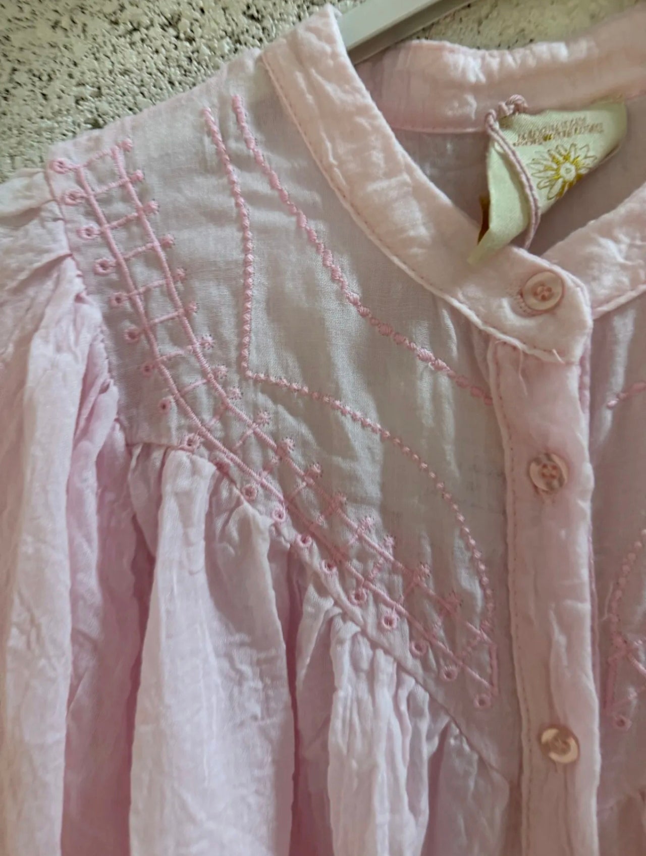 Chemise coton broderie "Anna" rose