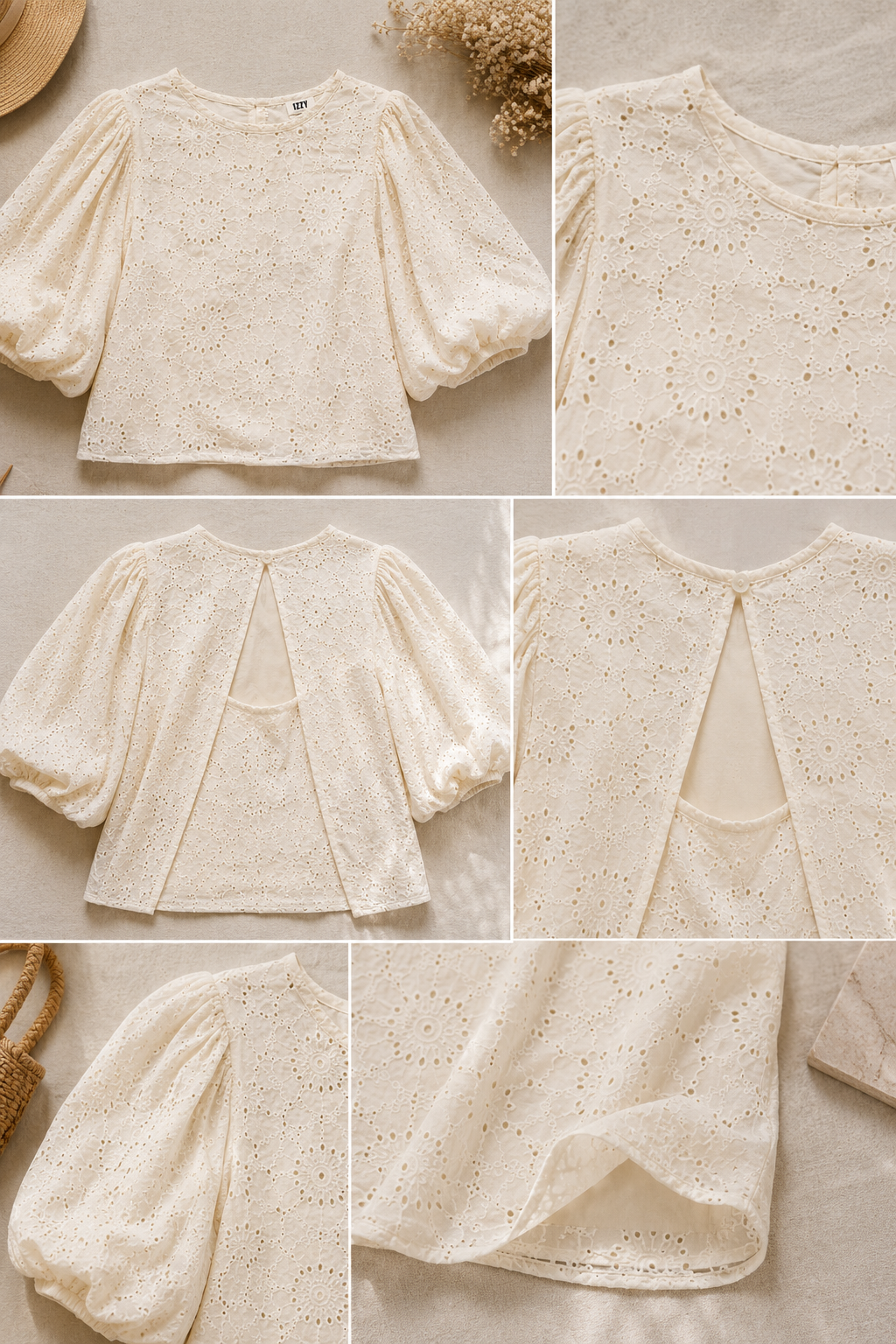 Top Adèle – Broderie Anglaise Manches Bouffantes