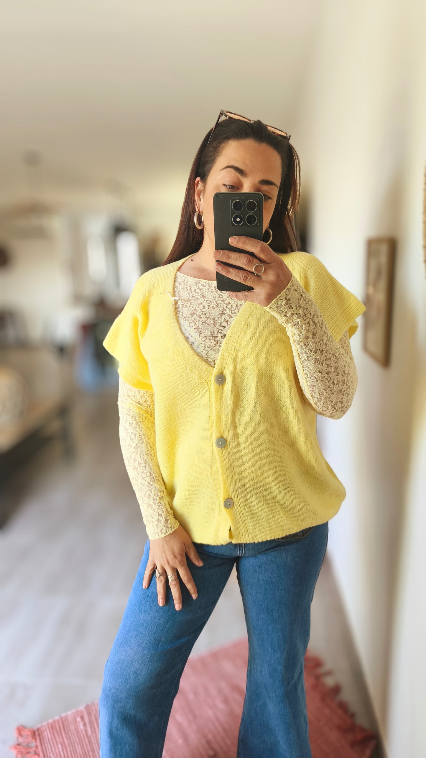 "Iris" Yellow Lace Top