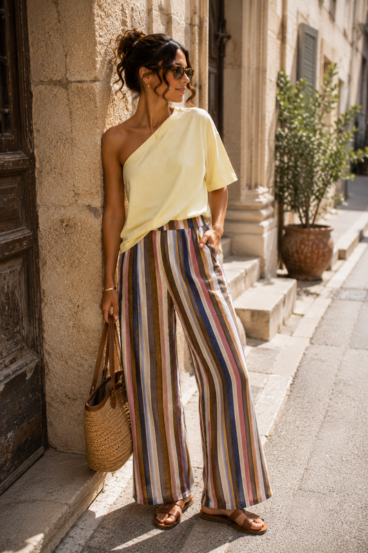 Top Mimosa – Jaune Pâle Une Épaule