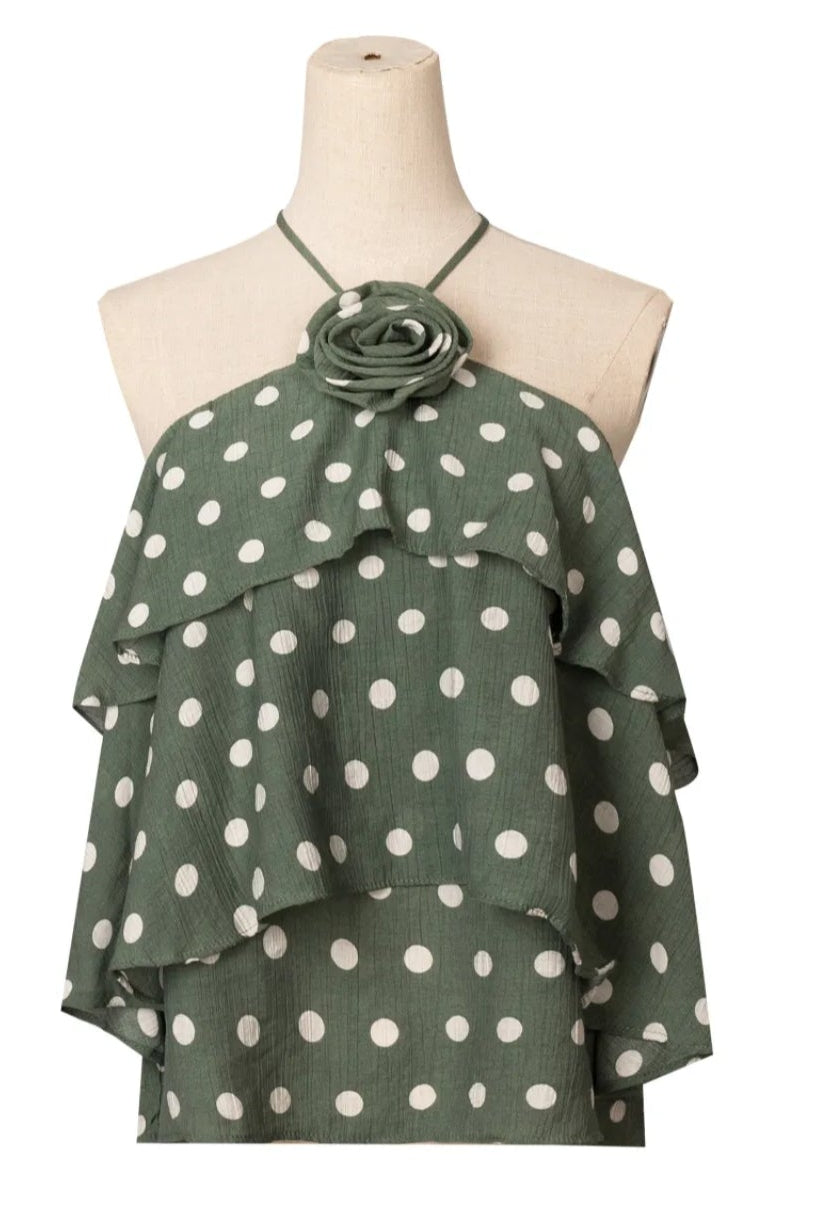 Top Margot – Pois Volants Fleur Dos Nu
