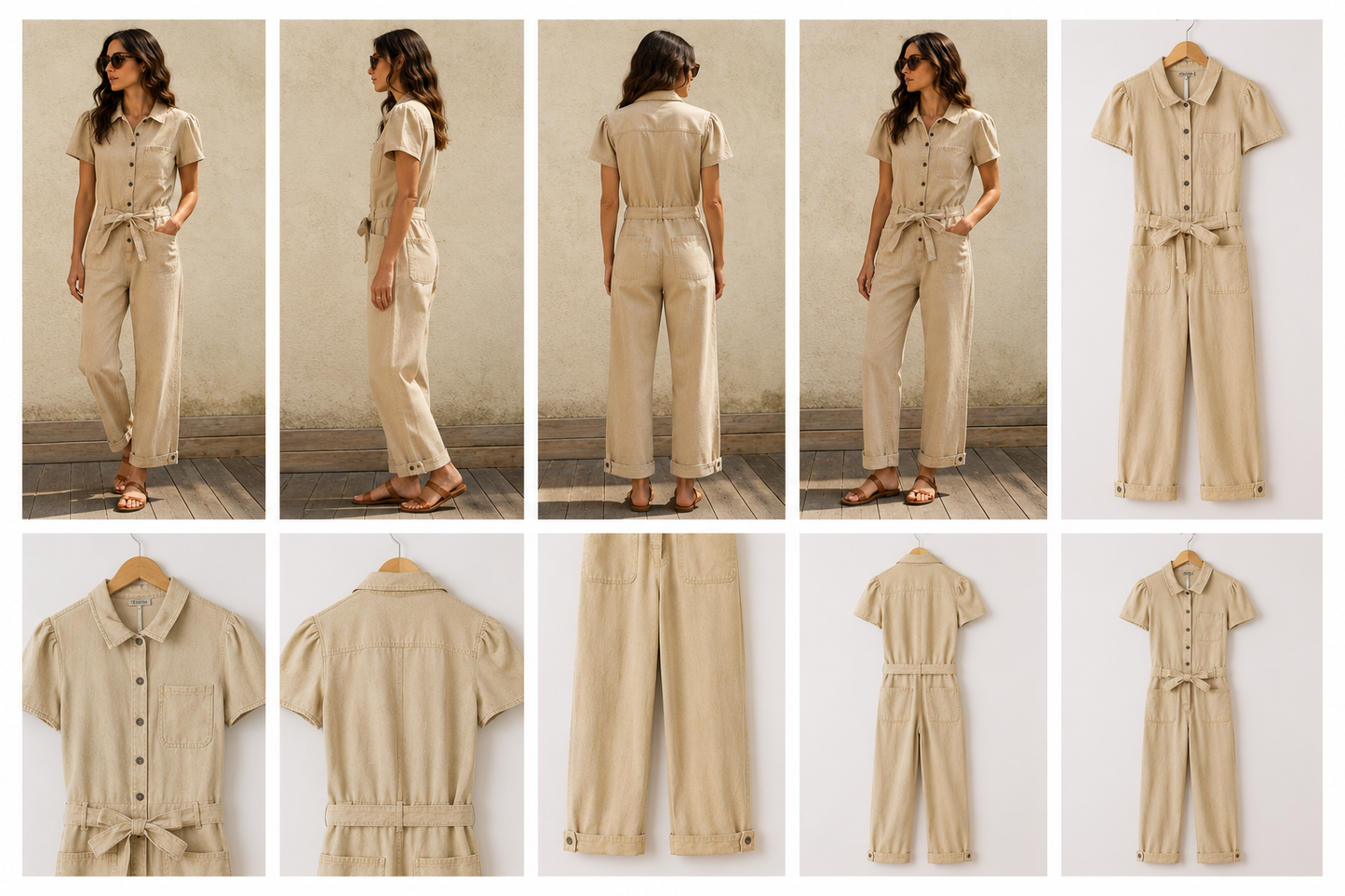 La combi-pantalon "Apolline" Beige Sable
