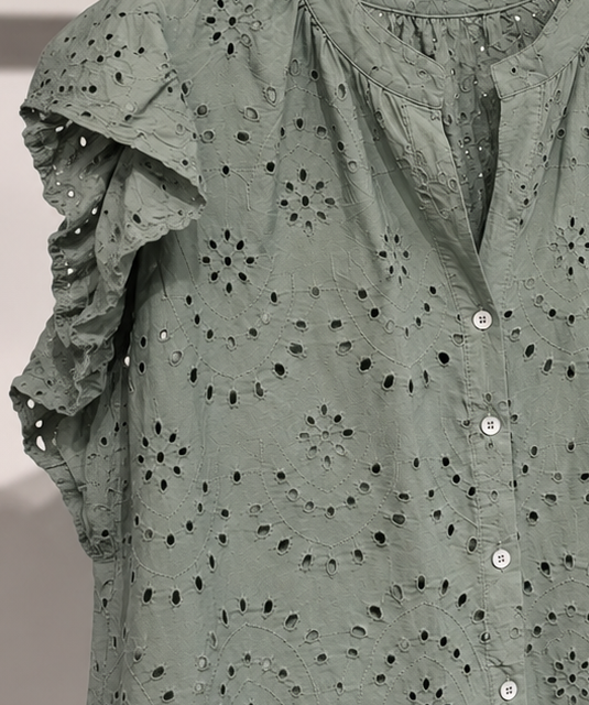 Le top broderie anglaise Kaki "Brodie"