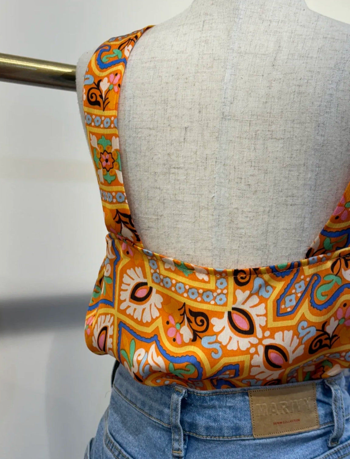 Top Marisol – Imprimé Carreaux Baroque Orange