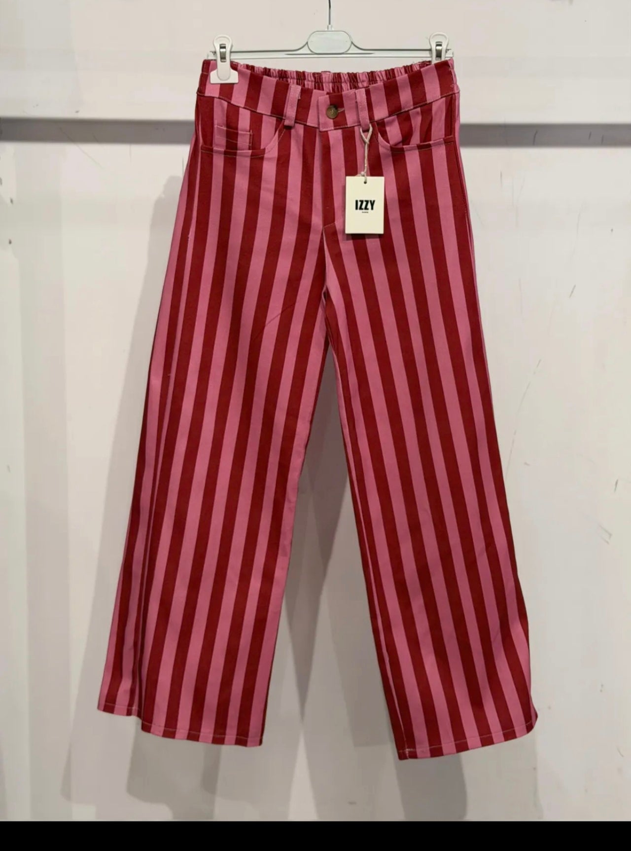 Le pantalon à rayures Rose et rouge "Louison"
