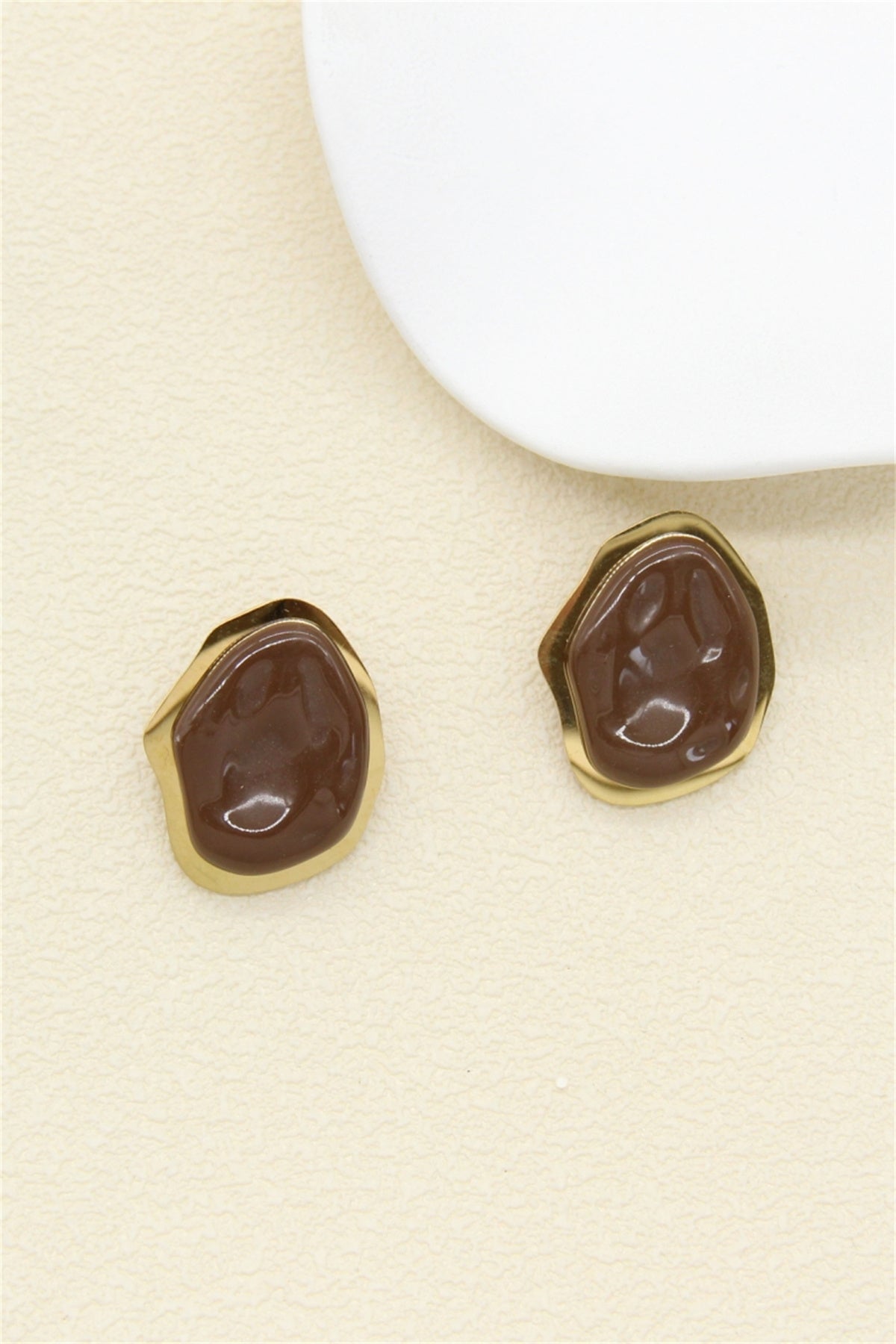 Boucles d'oreilles acier inoxydable et résine "Organique" - Lucienne & Marie