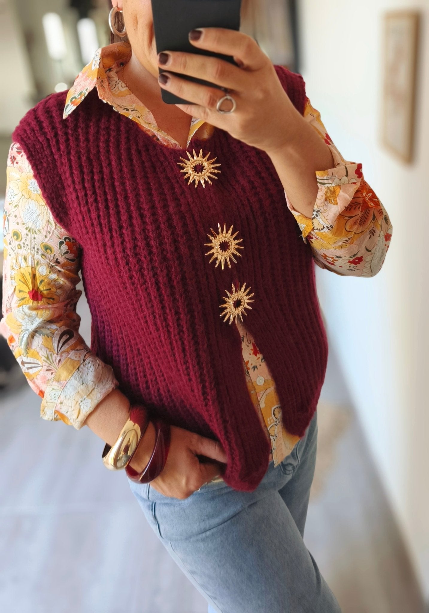 Le gilet "Soledad" Bordeaux - Lucienne & Marie