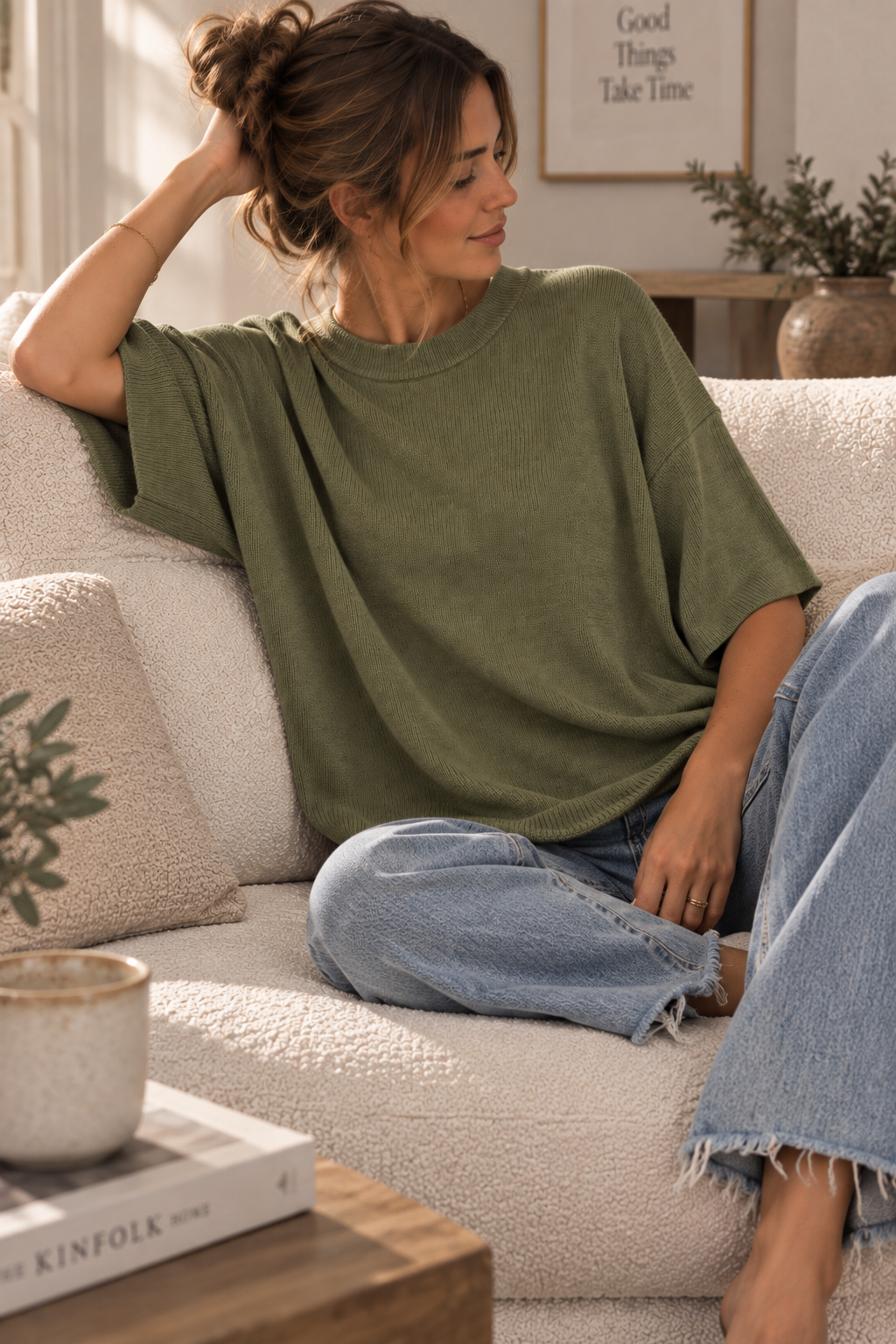 Laura – Top Oversize Maille Côtelée