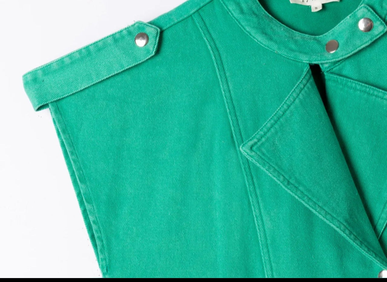 Combishort Olympe – Denim vert émeraude