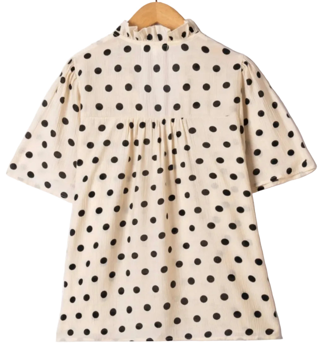 Diane – Blouse à Pois Col Froufrou