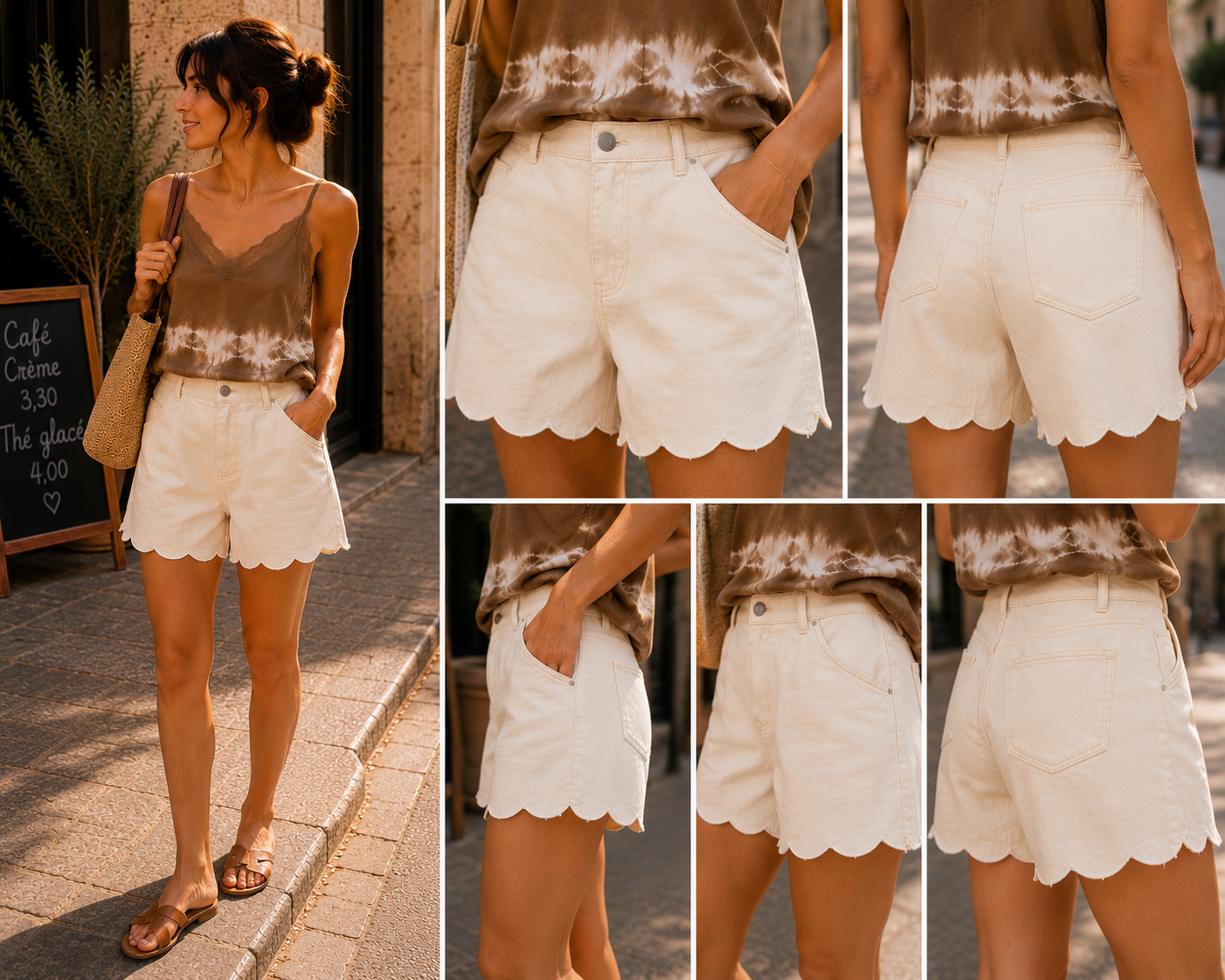 Le short jean "Romane" beige