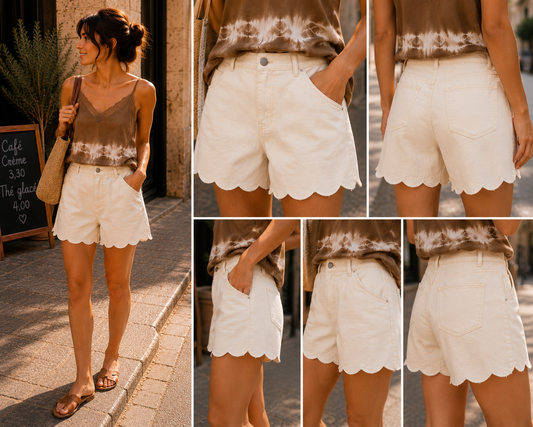 Le short jean "Romane" beige