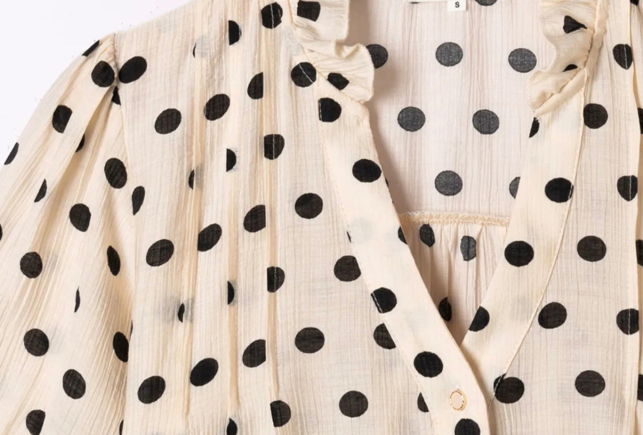 Diane – Blouse à Pois Col Froufrou