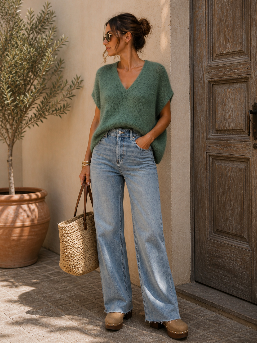Le pull sans manches "Éloïse" Vert