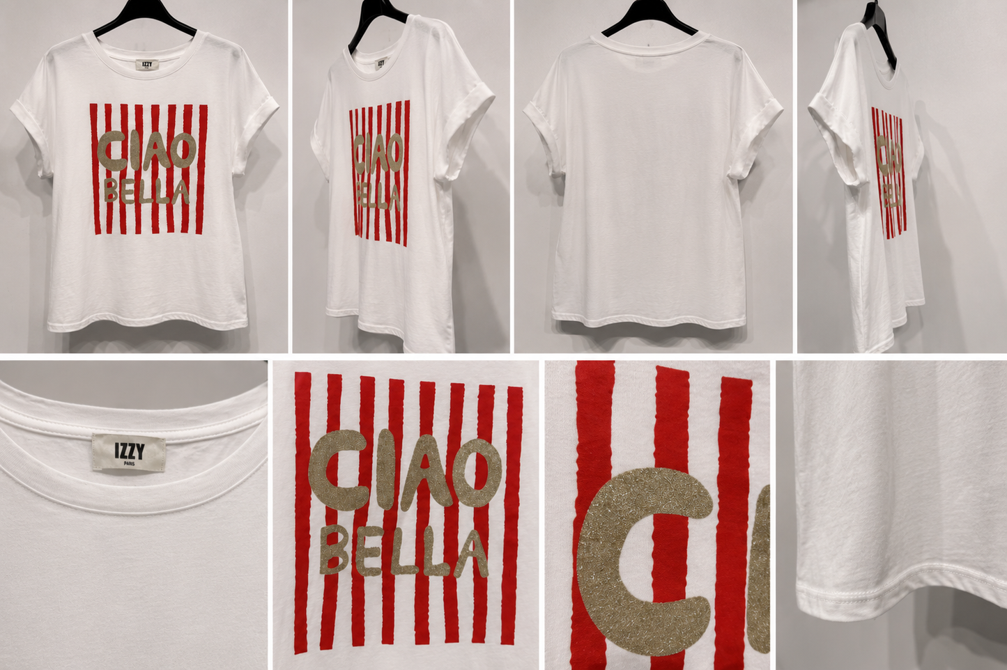 Le T-shirt Ciao Bella – Blanc rouge