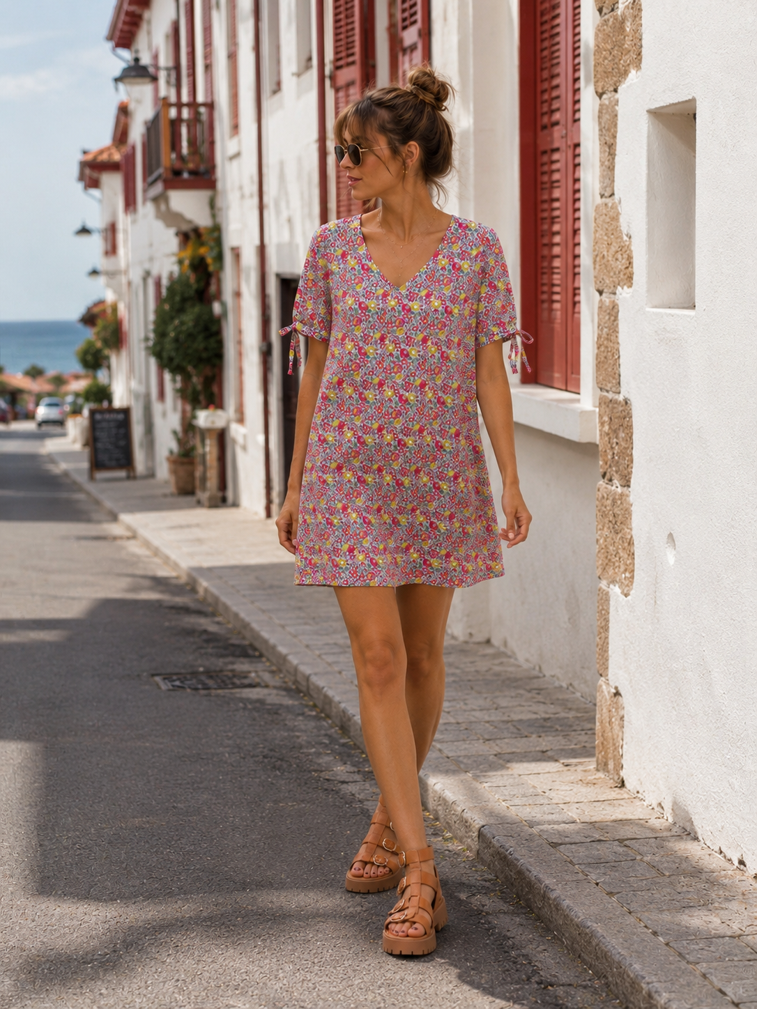 Robe Lulu – Imprimé Fleuri Rose & Jaune