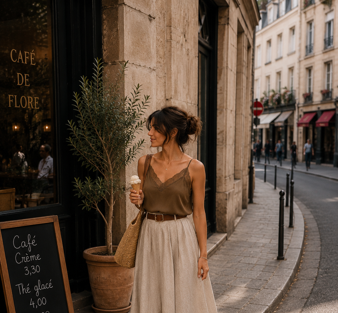 Caraco Sienna – Satin Tie & Dye Dentelle