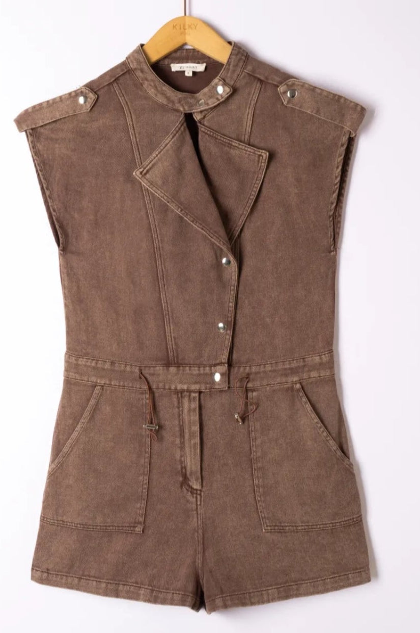 Combishort Olympe – Denim Marron