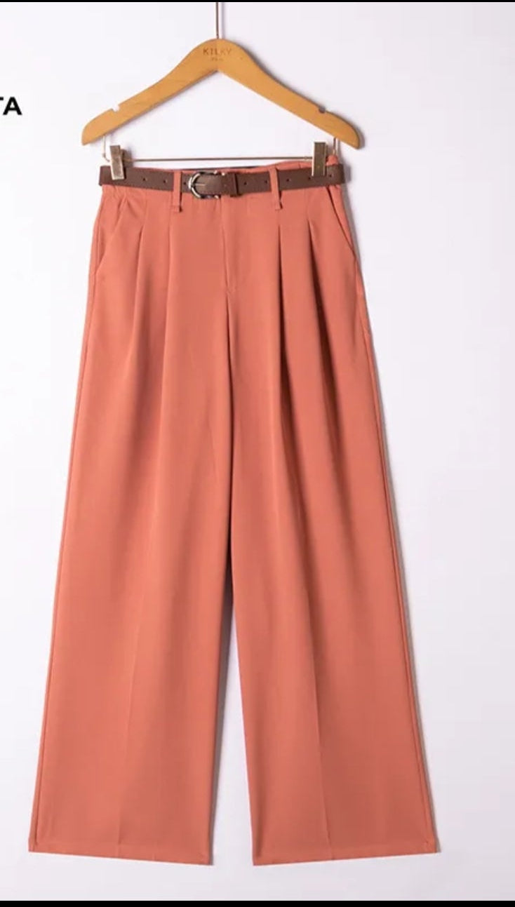 Ambre- Le pantalon terracotta fluide