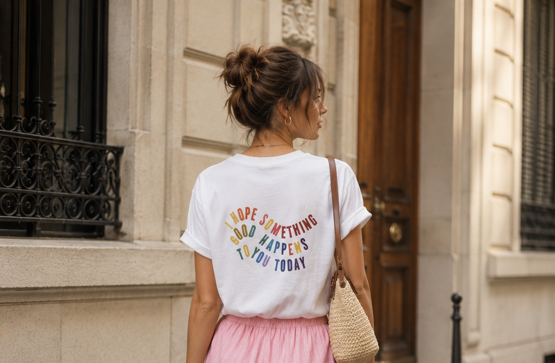 T-shirt Joy – Blanc Cœur & Message