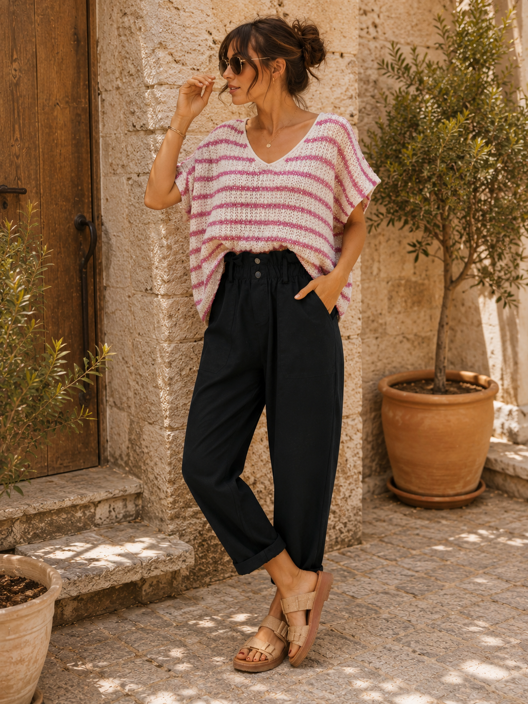 Le t-shirt en crochet "Mel" Rose