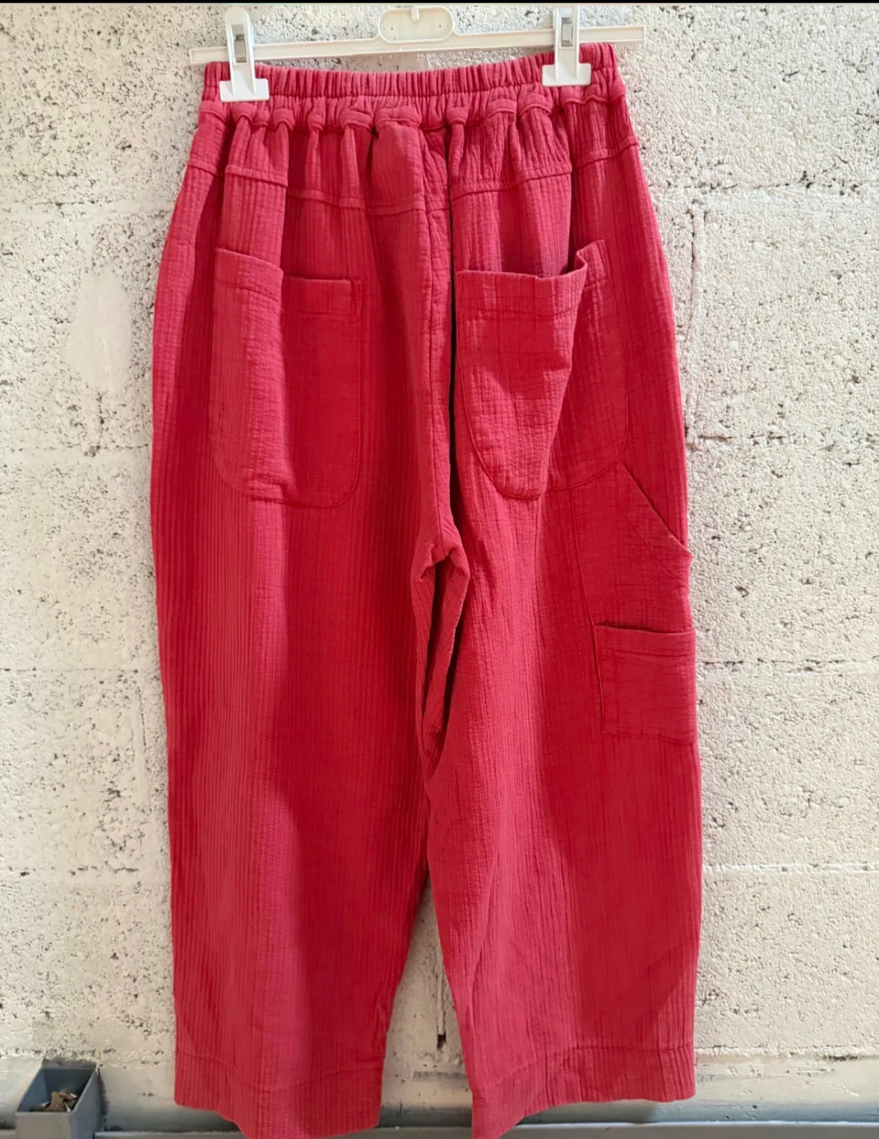 Pantalon 100% coton délavé "Mauricette" Rouge