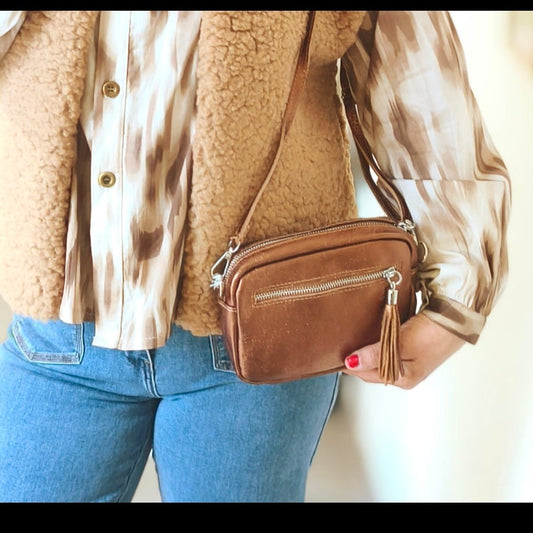 Le sac bandoulière "Ludi" 100% cuir Bronze