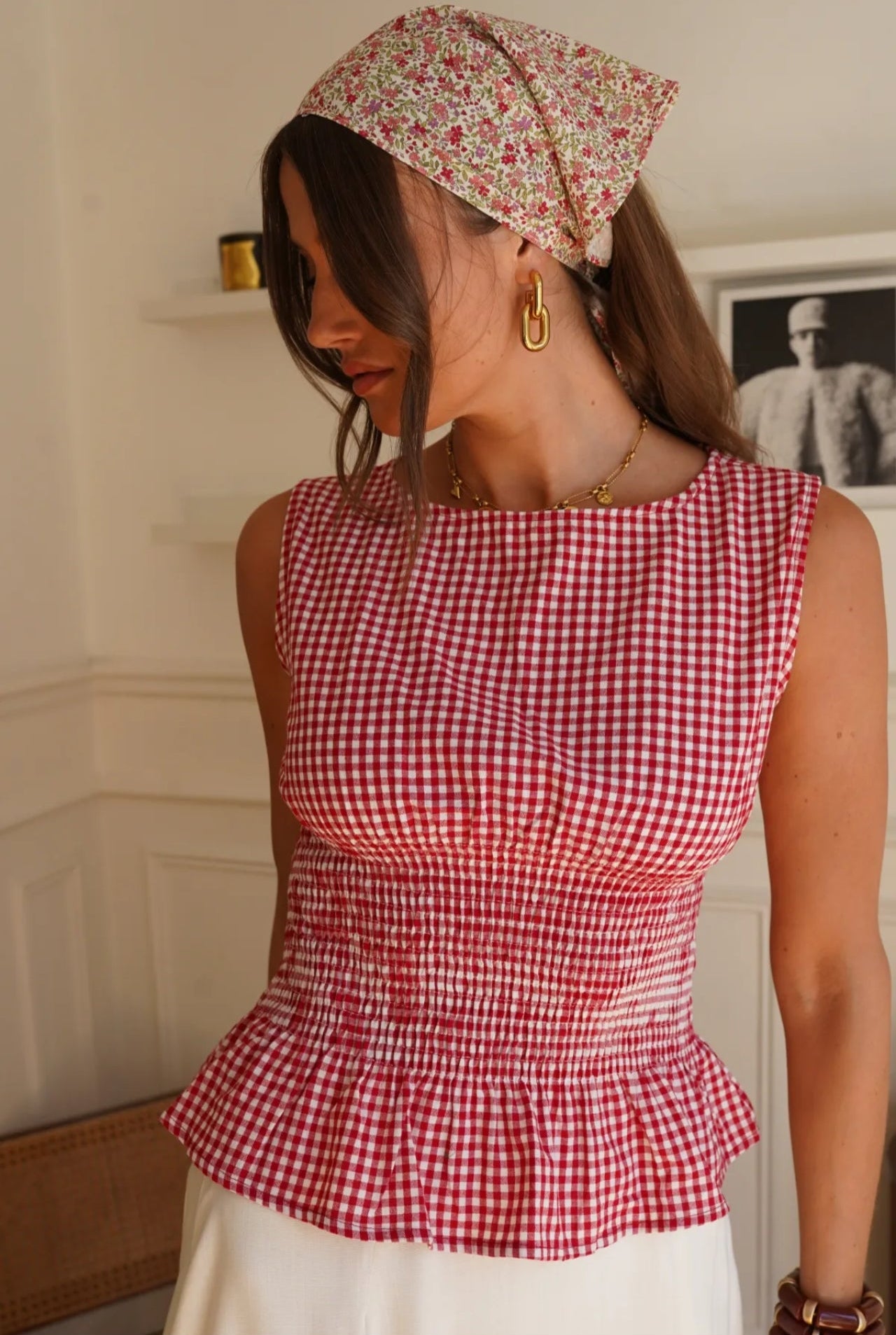 Top Gigi – Vichy Rouge & Blanc Smocké