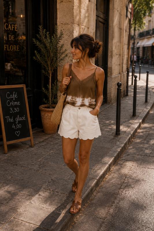 Caraco Sienna – Satin Tie & Dye Dentelle
