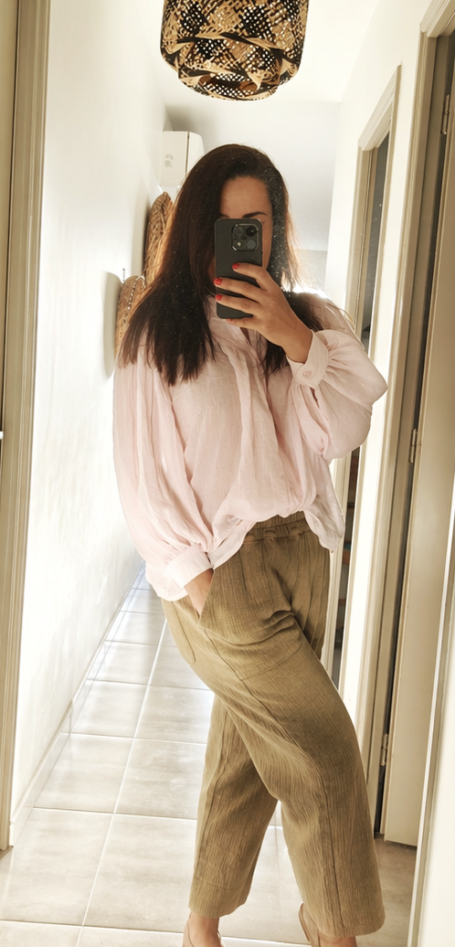 Chemise coton broderie "Anna" rose