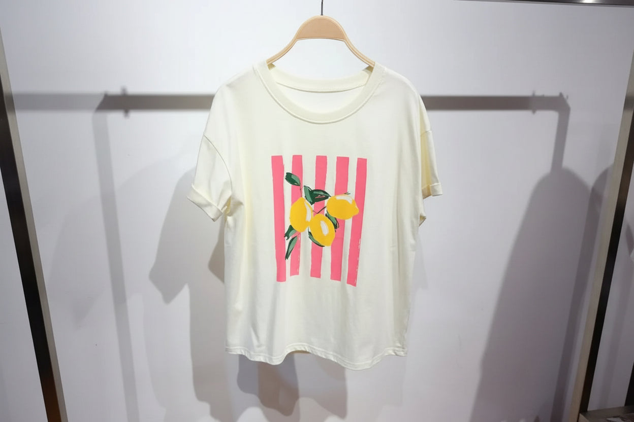 Olivia – T-shirt Oversize Imprimé Citrons
