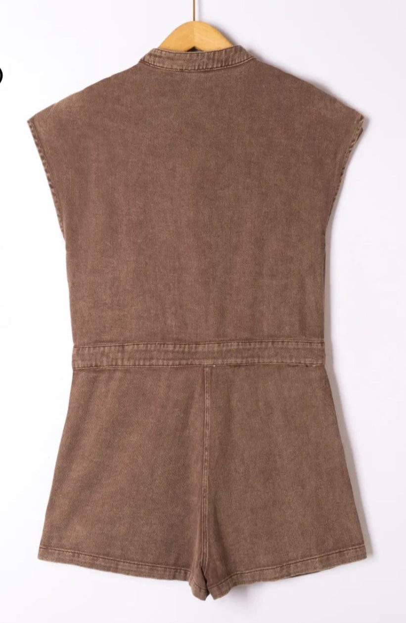 Combishort Olympe – Denim Marron