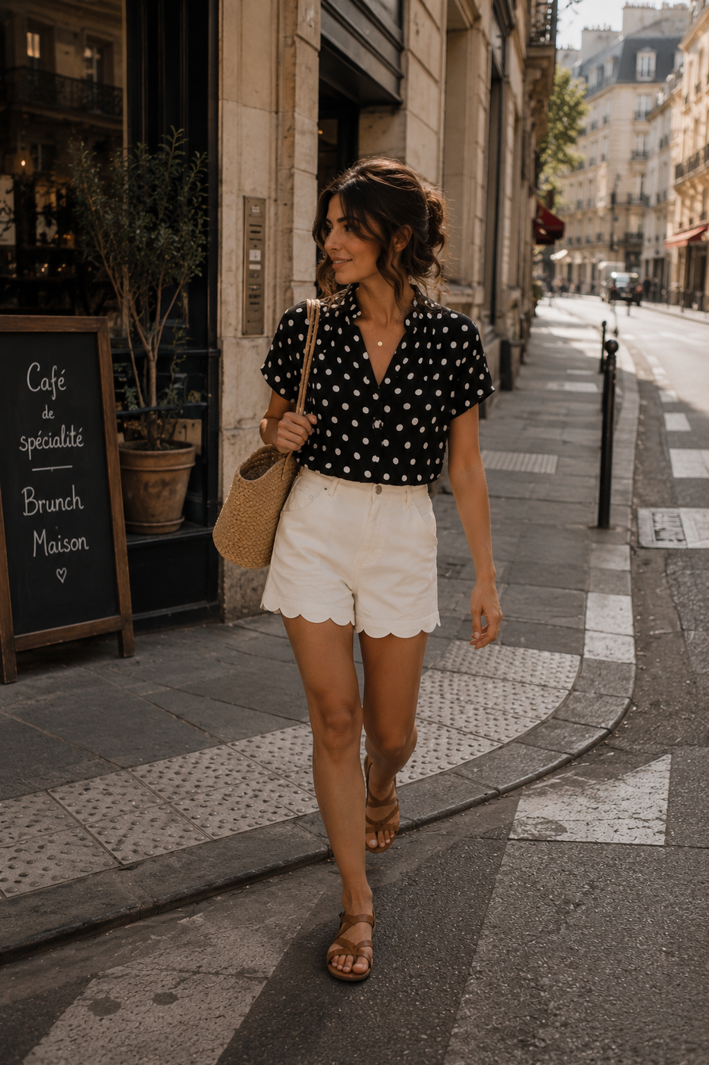 La blouse "Diane" à pois Noire