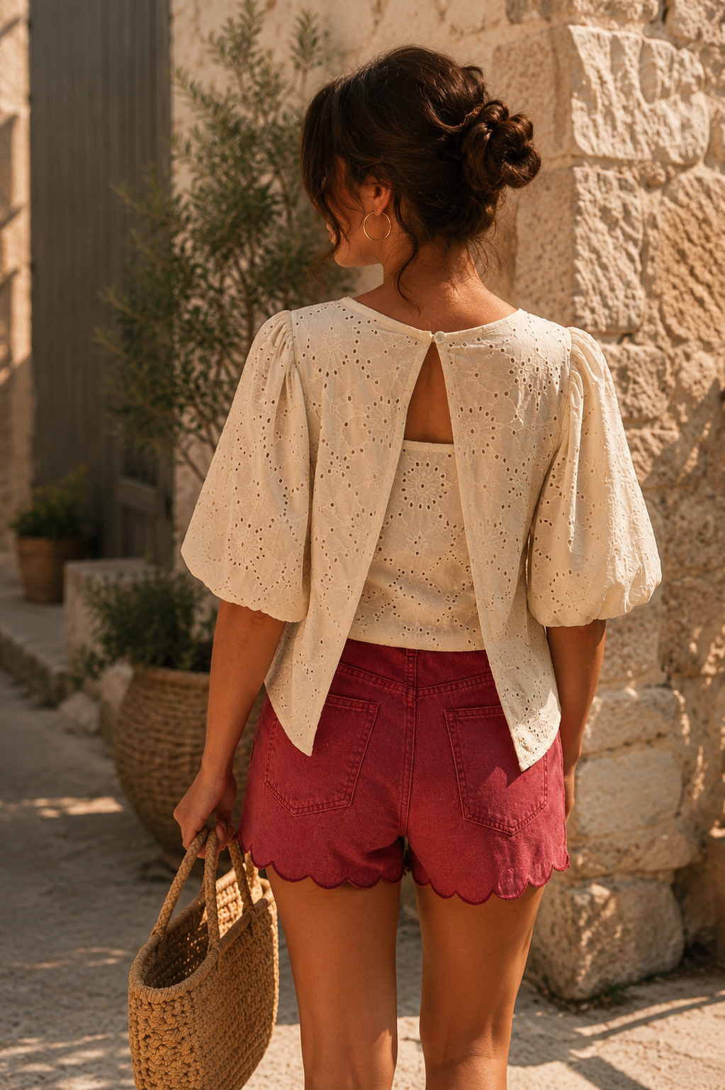 Top Adèle – Broderie Anglaise Manches Bouffantes