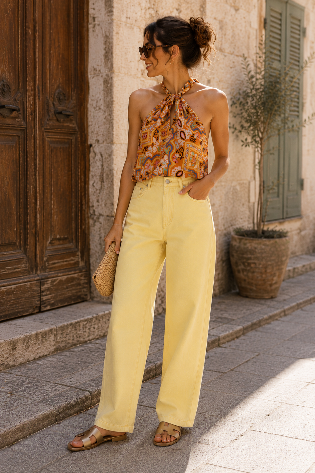 Le jean fin jaune "Paola"