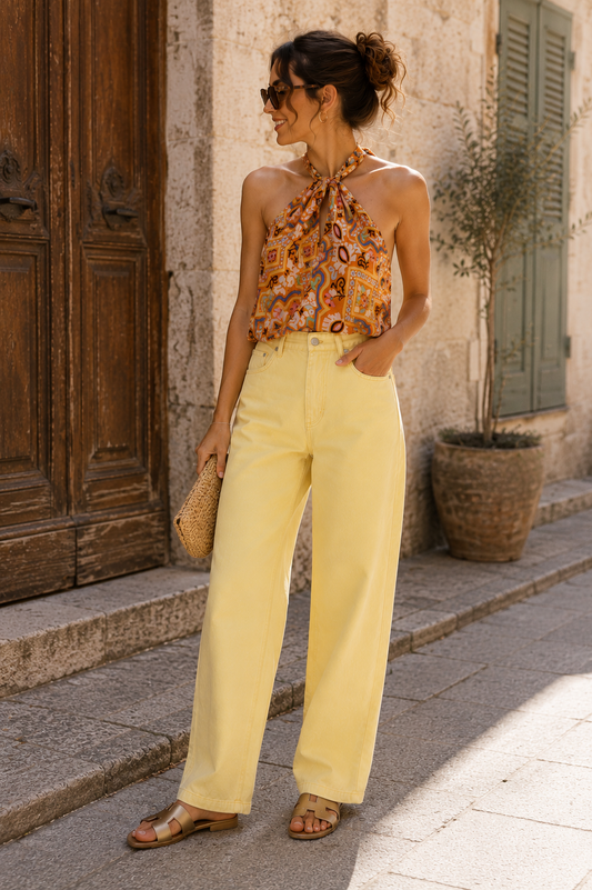 Le jean fin jaune "Paola"