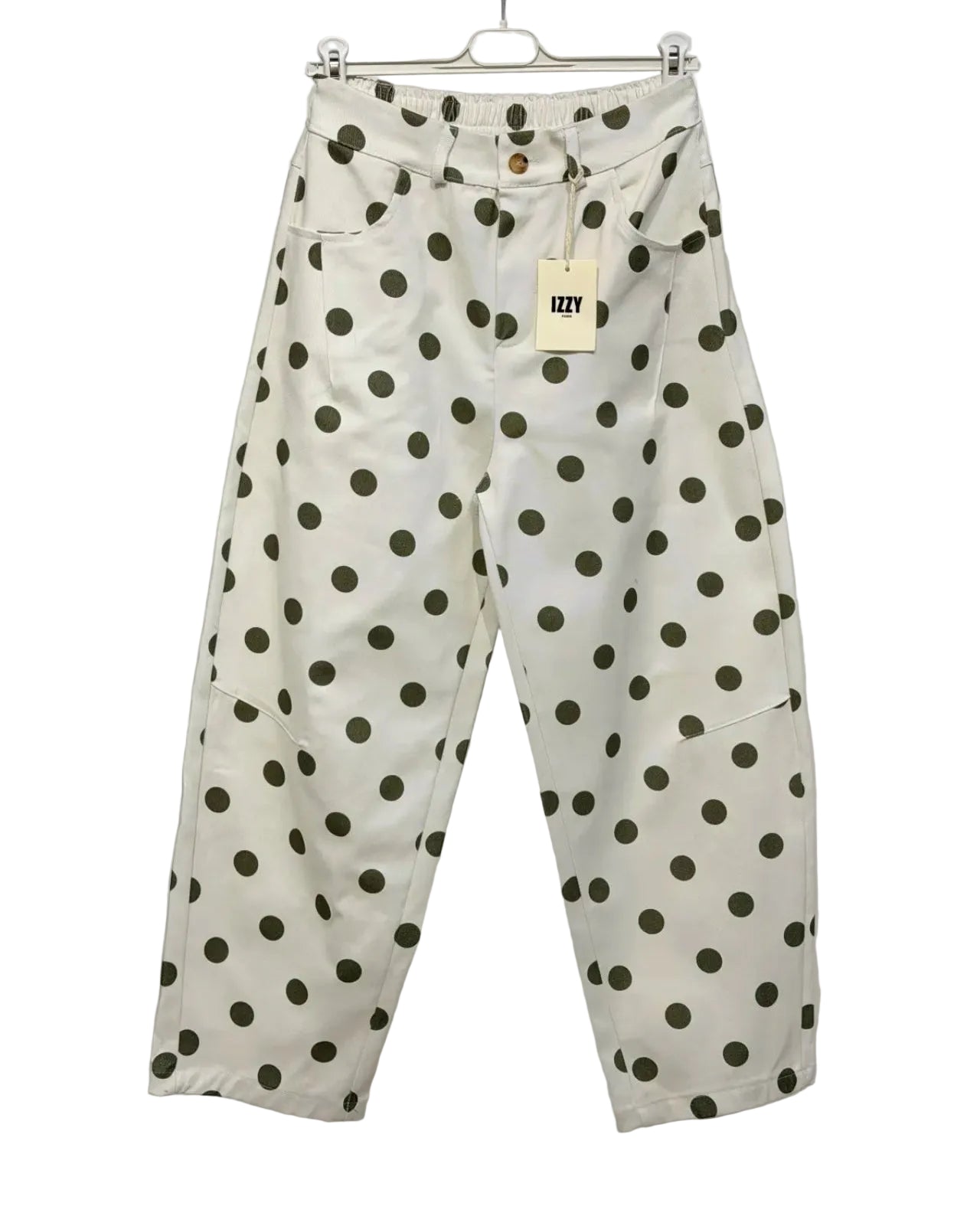 Le pantalon Barrel "Pois" kaki