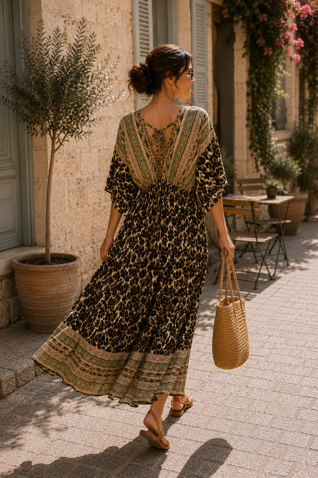 Robe Nyla – Longue Imprimé Léopard & Ethnique