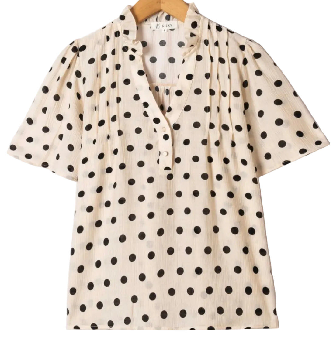 Diane – Blouse à Pois Col Froufrou