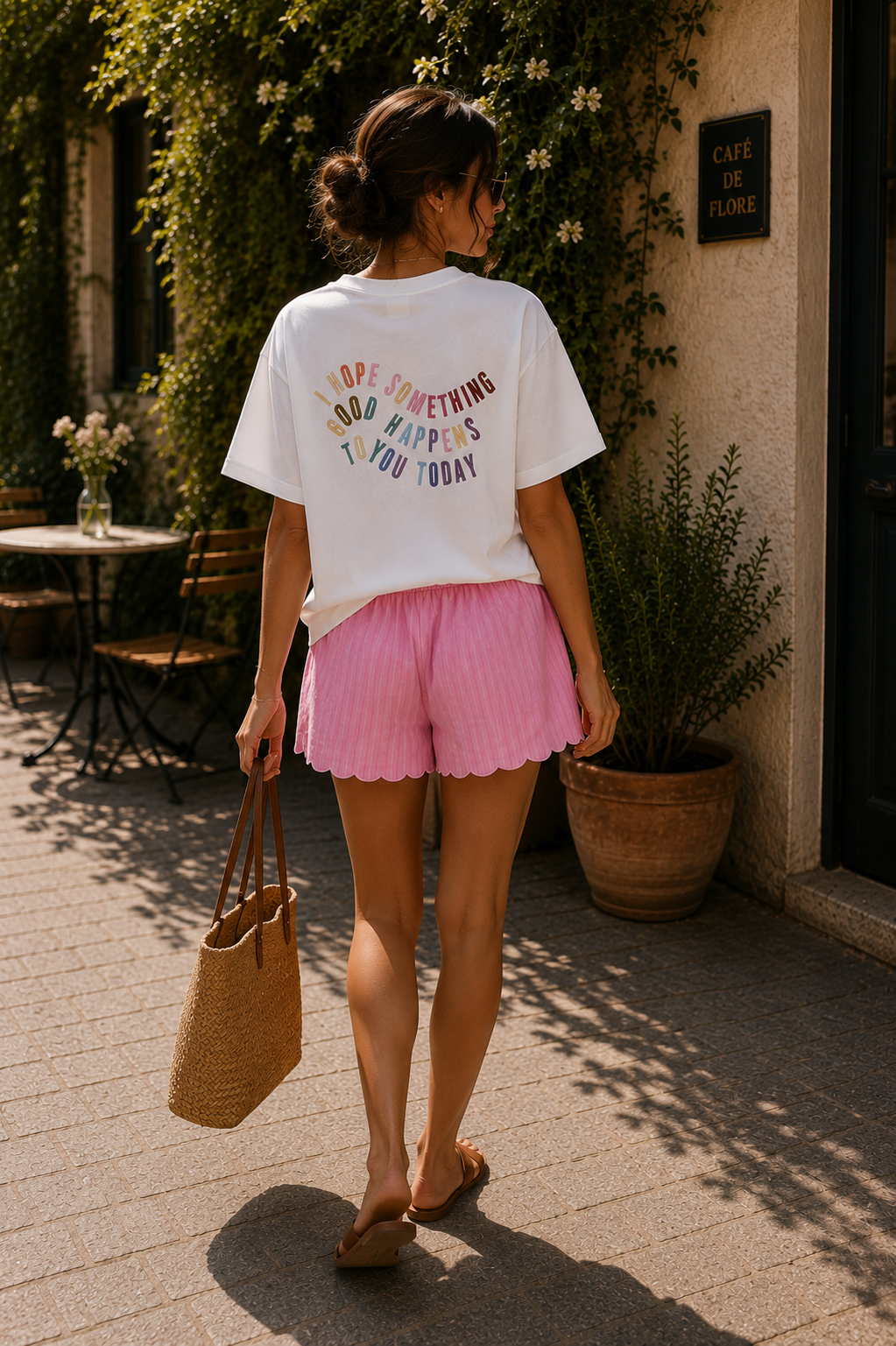 Short Candy – Rayures Rose & Ourlet Festonné