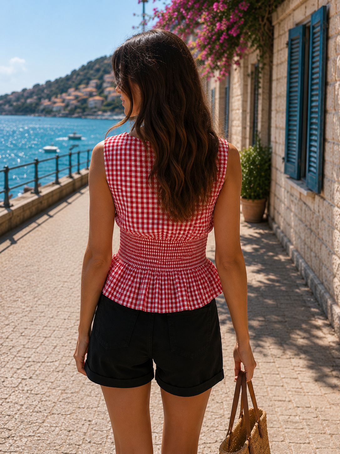Top Gigi – Vichy Rouge & Blanc Smocké