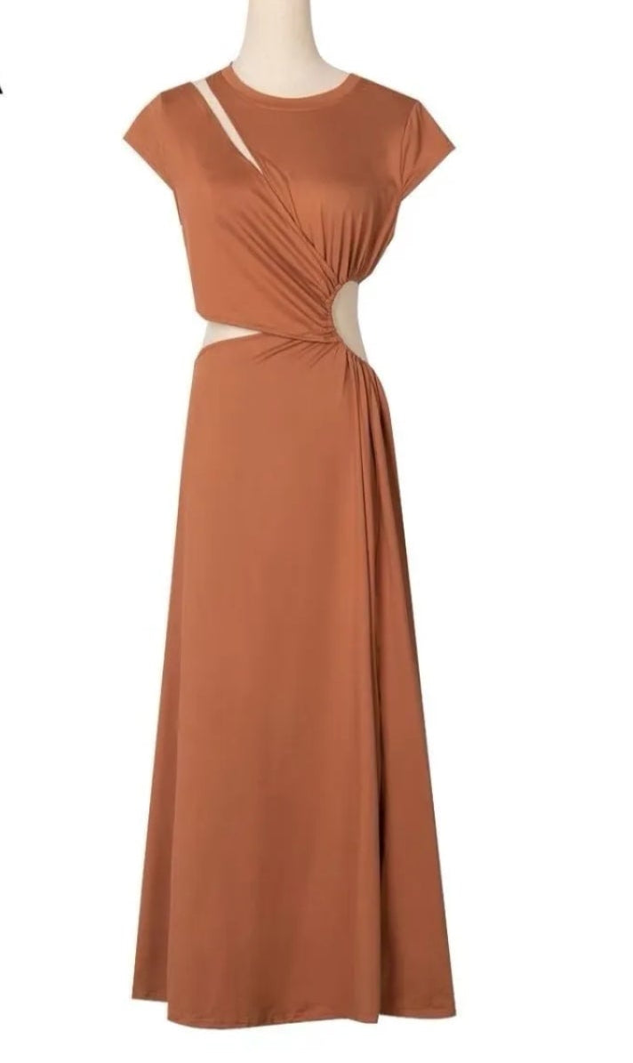 Robe Isadora – Longue Terracotta Découpes