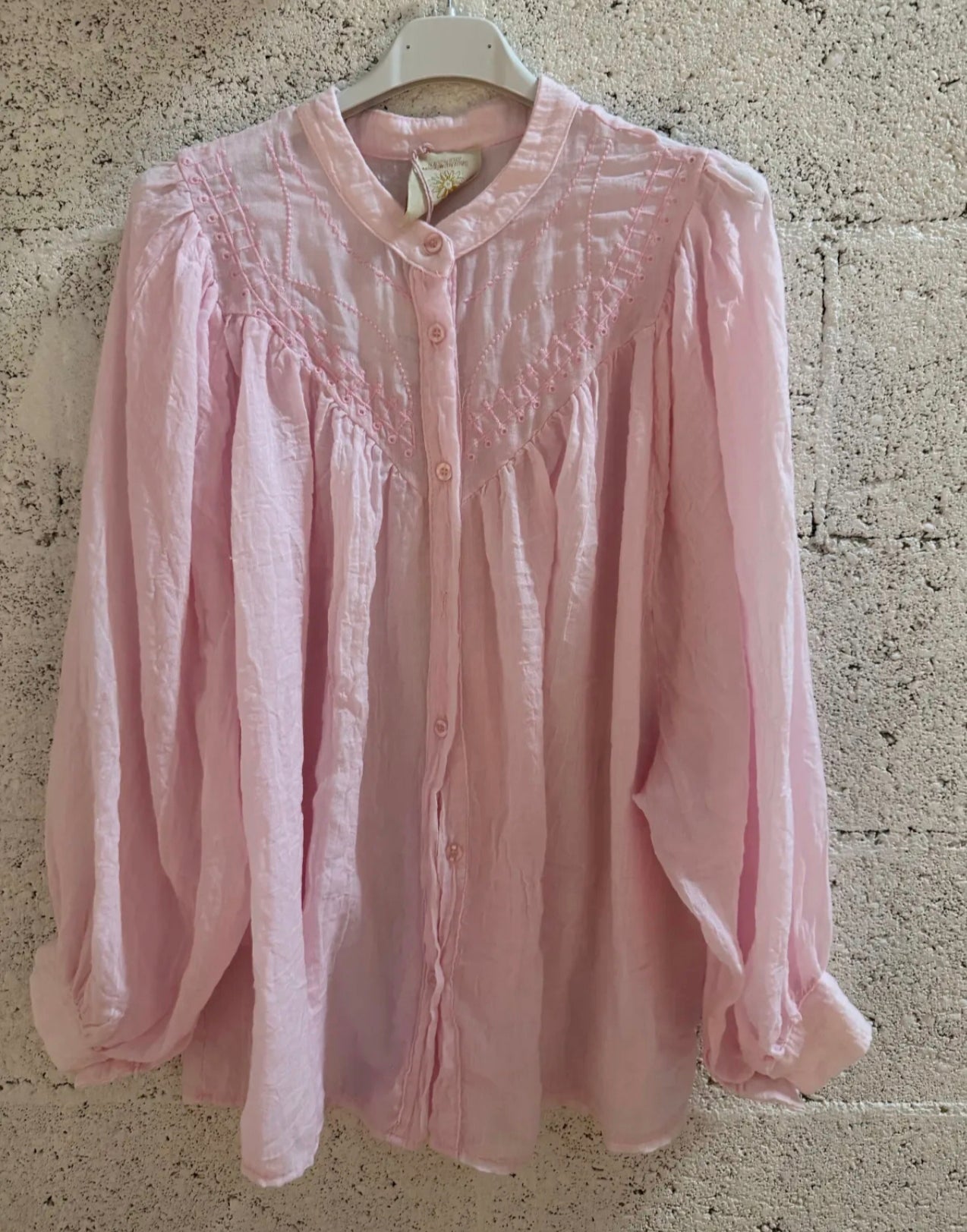 Chemise coton broderie "Anna" rose