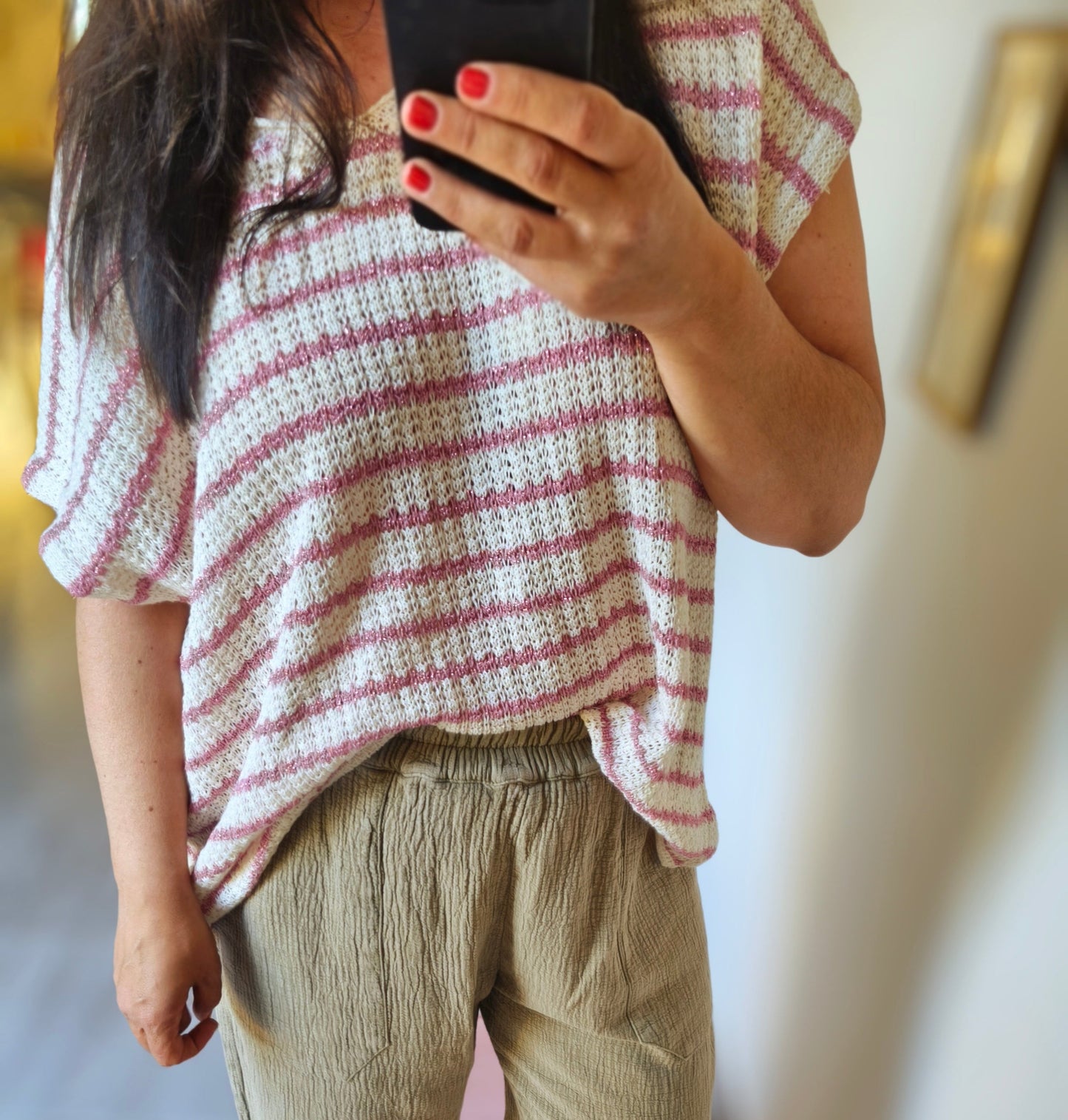 Le t-shirt en crochet "Mel" Rose