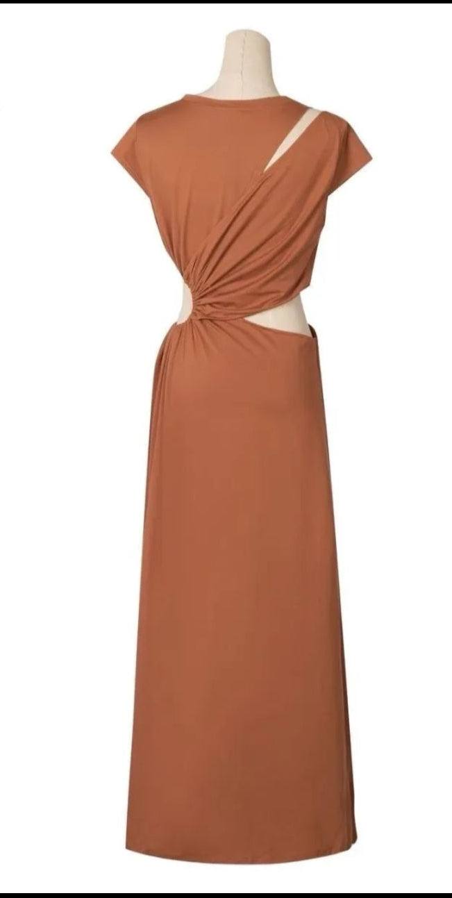 Robe Isadora – Longue Terracotta Découpes