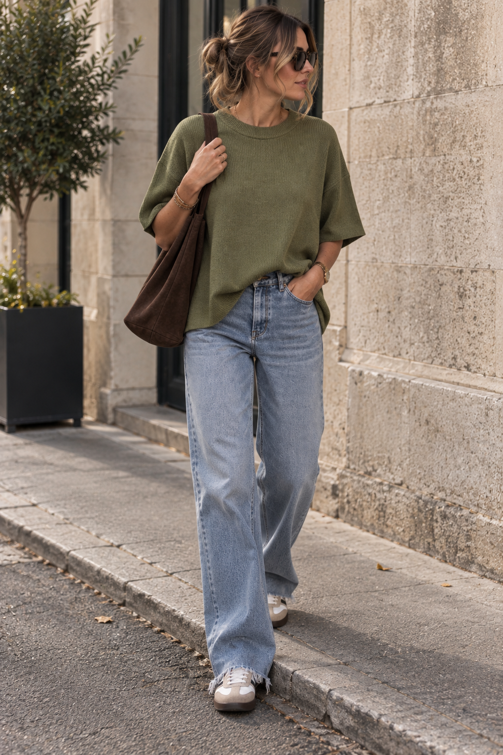 Laura – Top Oversize Maille Côtelée