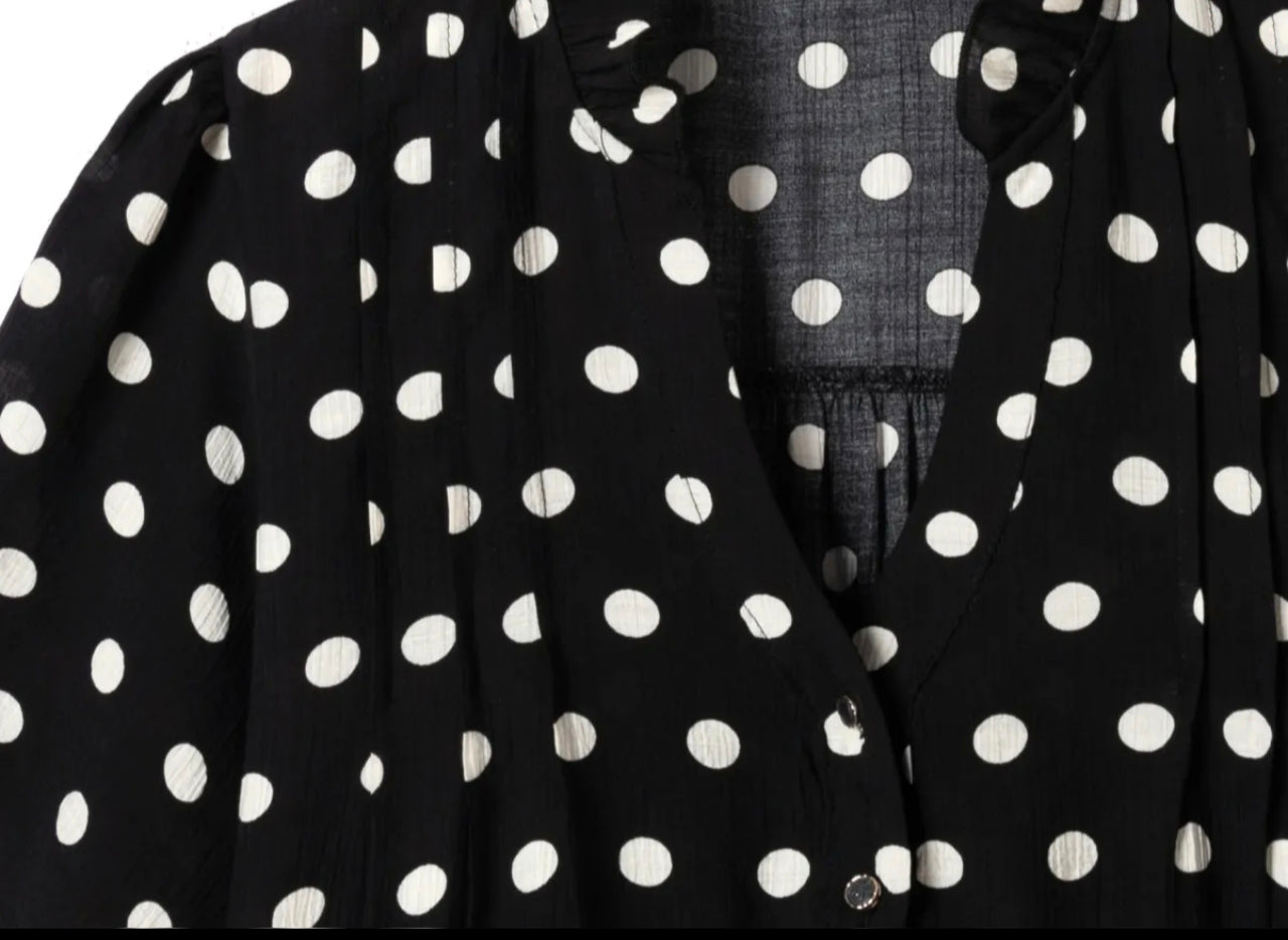 La blouse "Diane" à pois Noire