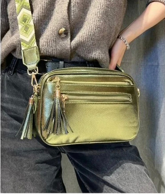 Le sac bandoulière kaki irisé "Émilie"