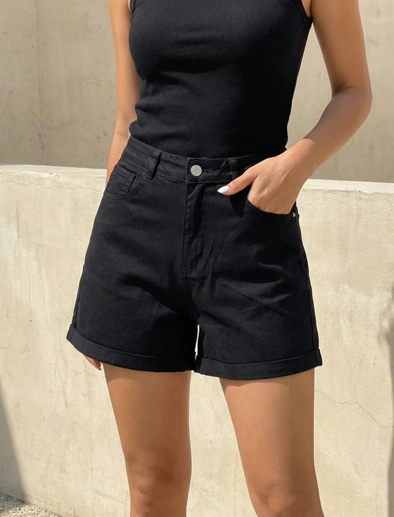 Short Riva – Noir Taille Haute