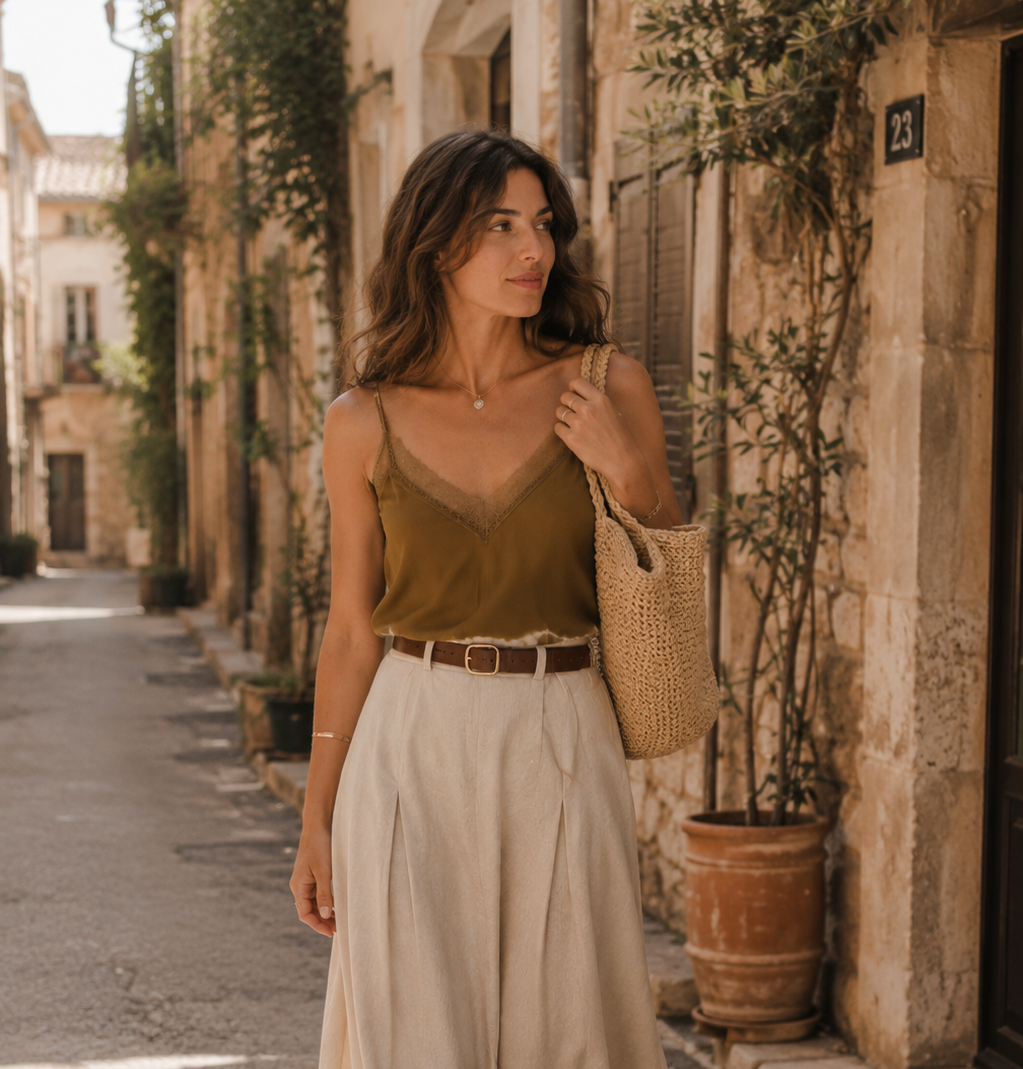 Caraco Sienna – Satin Tie & Dye Dentelle